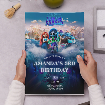 Ruby Gillman Teenage Kraken Birthday Invitation Template - CreativeRino