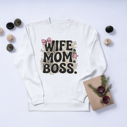 Wife Mom Boss PNG – Empowered Mom Sublimation Design | Instant Download CreativeRino