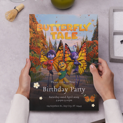 Butterfly Tale Birthday Invitation Template - CreativeRino