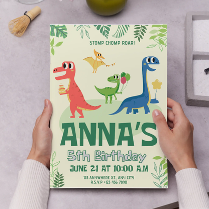 Dinosaur Birthday Invitation Template - CreativeRino