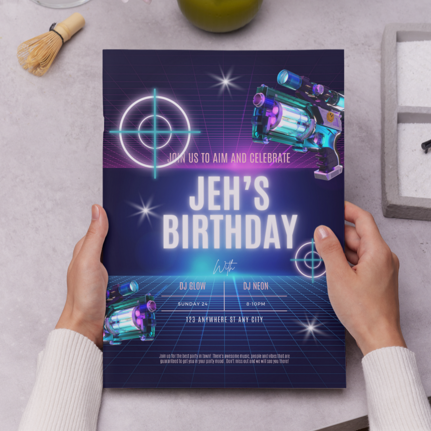 Laser Gun Birthday Invitation Template