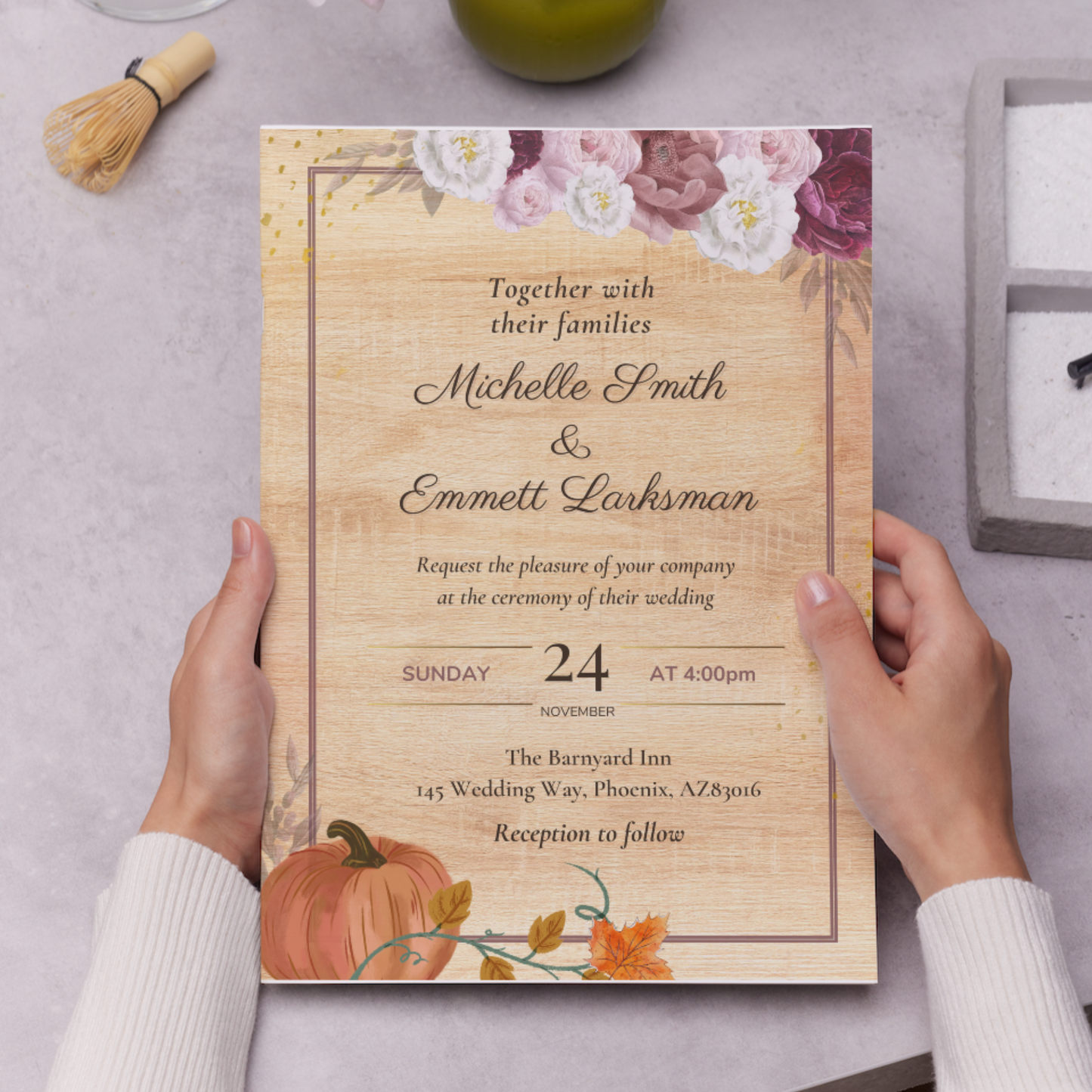 Fall Pumpkin Terracotta Wedding Invitation Template