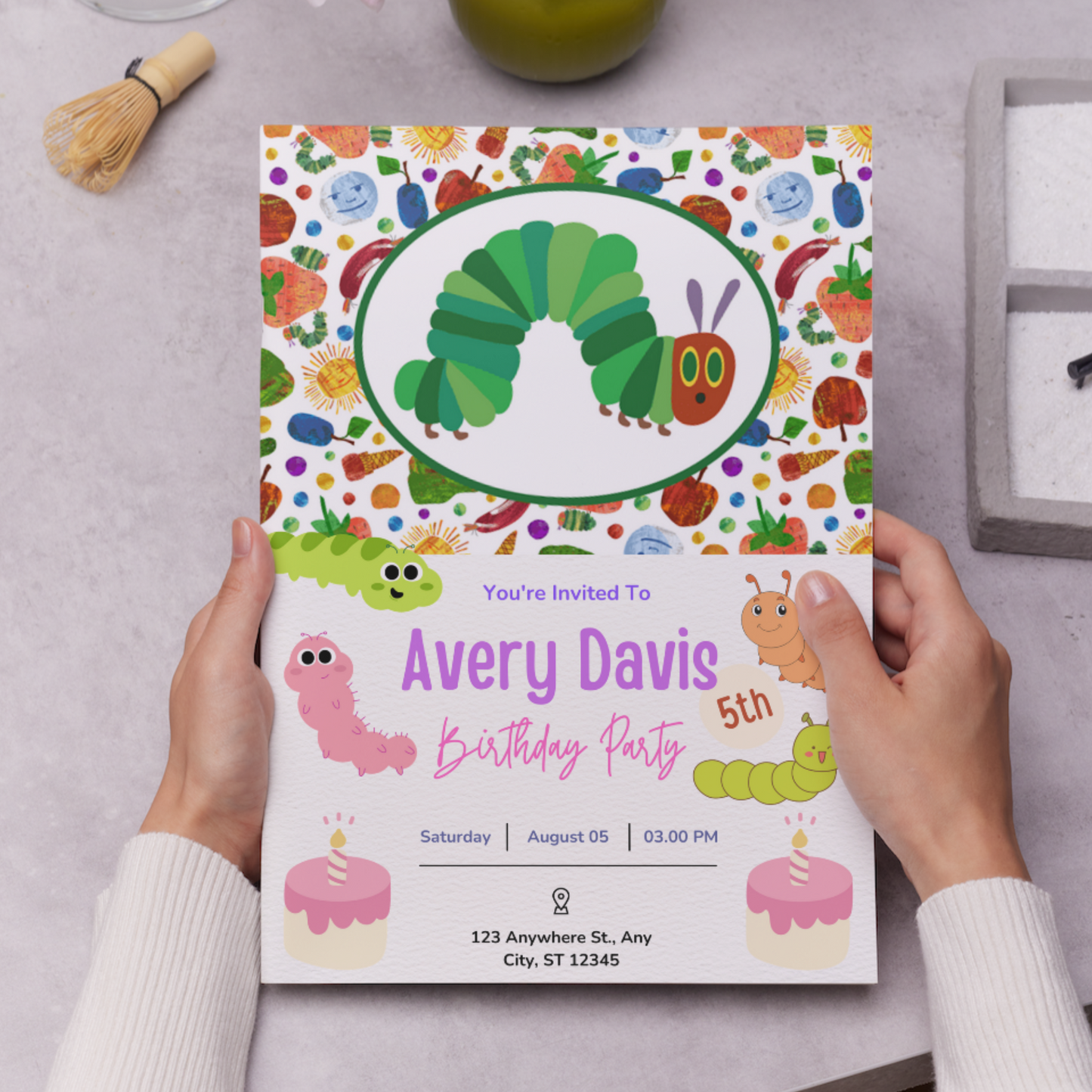 Very Hungry Caterpillar Birthday Invitation Template