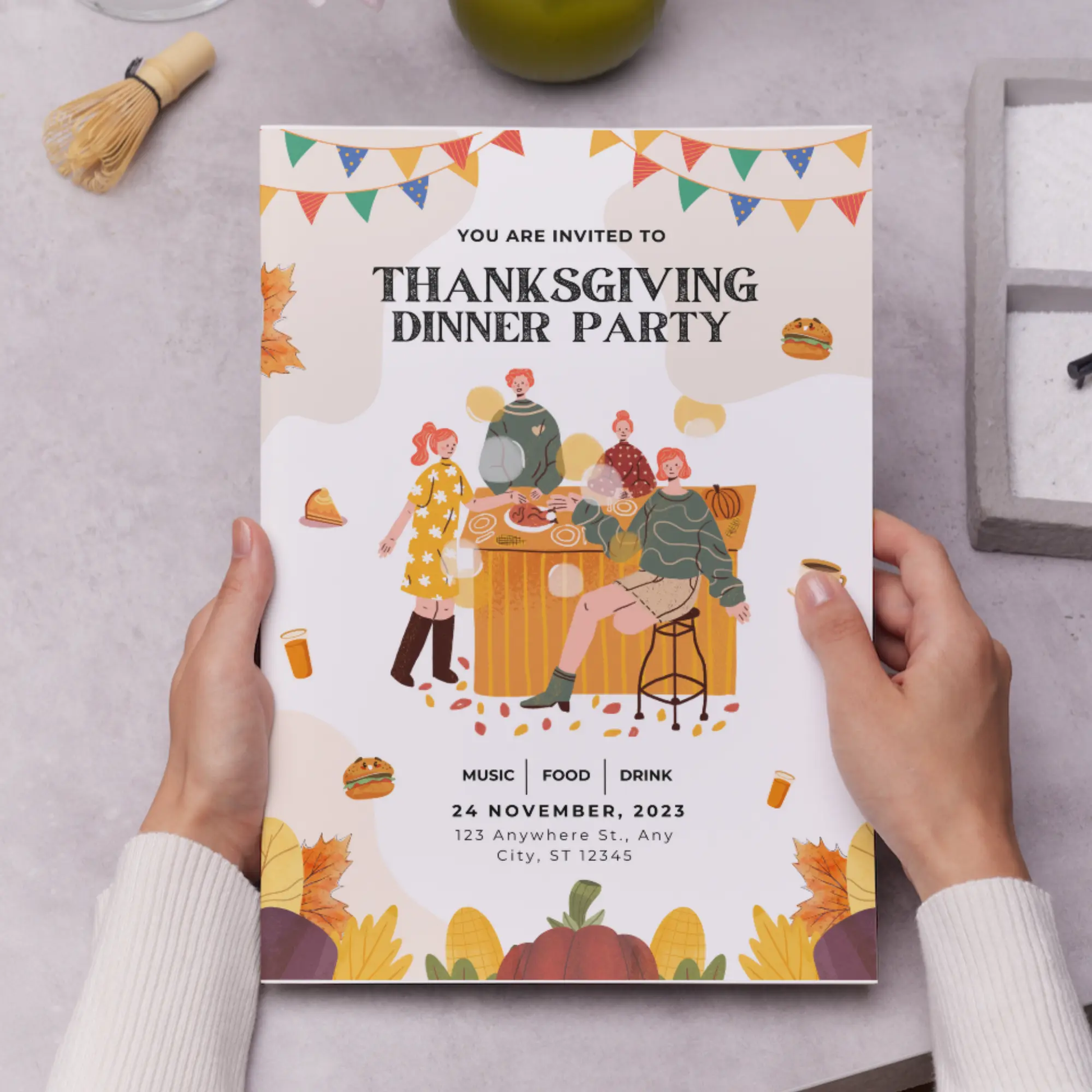 Thanksgiving Dinner Party Invitation Template - CreativeRino