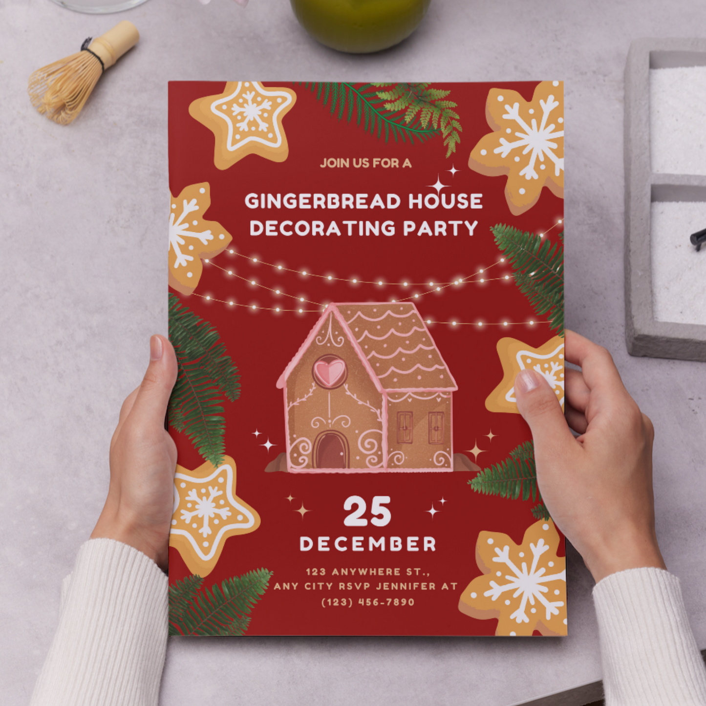 Gingerbread House Decorating Party Christmas Invitation Template