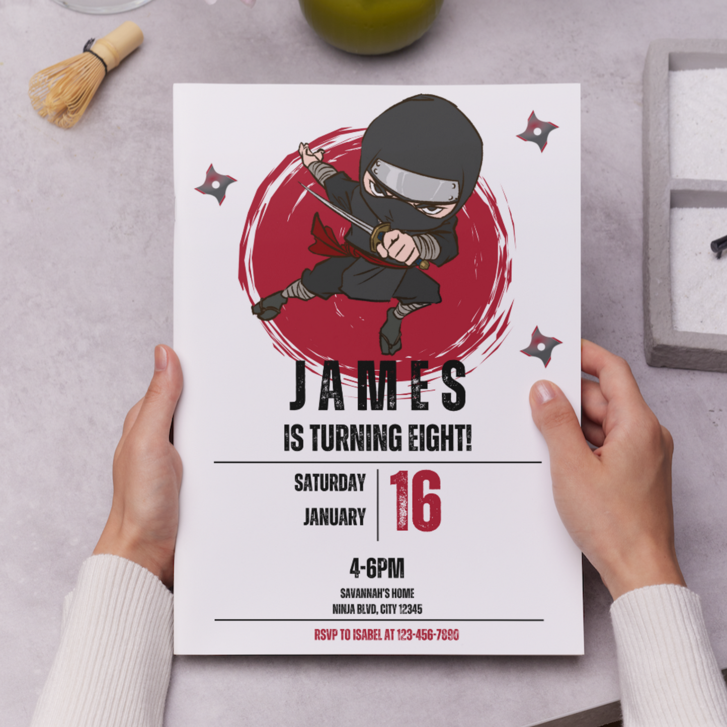 Ninja Birthday Invitation Template | Ninja Warrior Party Invite