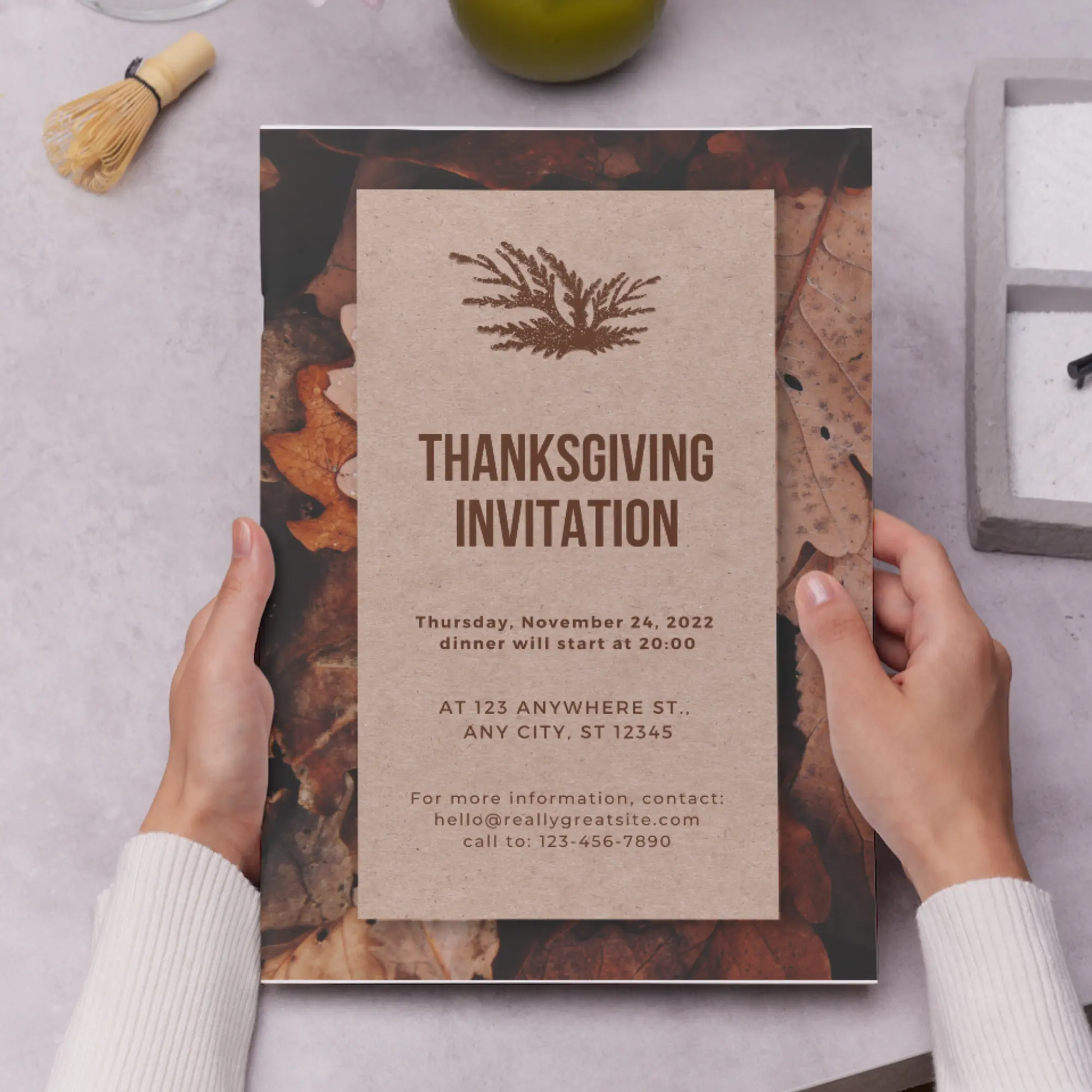 Retro Minimalist Thanksgiving Invitation Template - CreativeRino