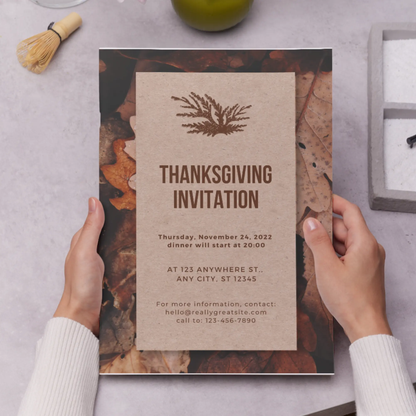 Retro Minimalist Thanksgiving Invitation Template - CreativeRino