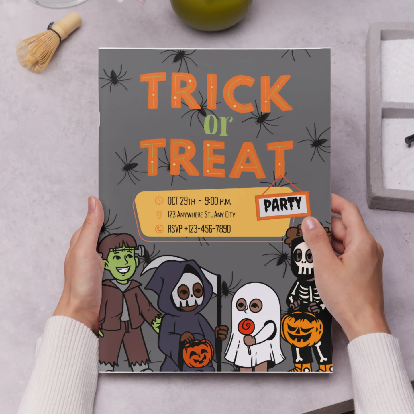 Halloween Trick or Treat Invitation Template | Halloween Trick or Treat Flyer - CreativeRino
