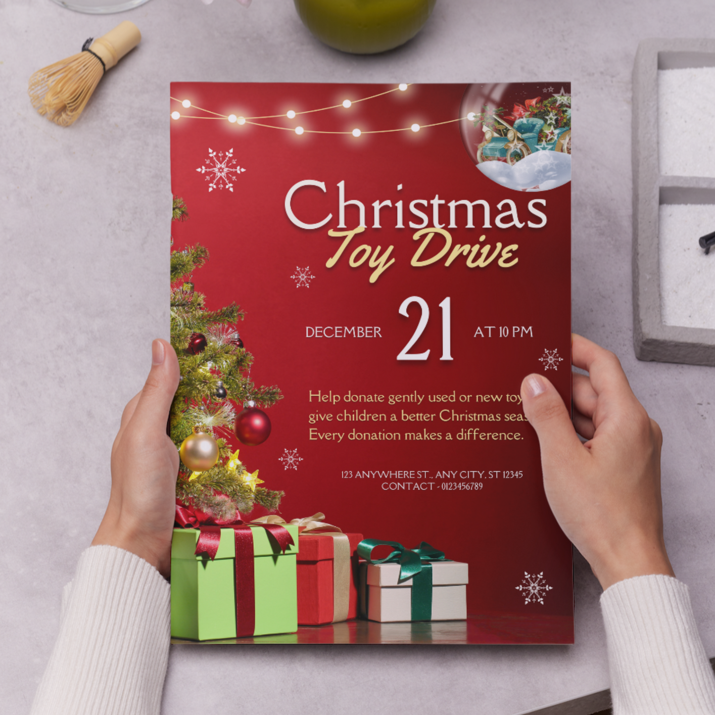 Christmas Toy Drive Flyer Template | Toy Drive Invitation