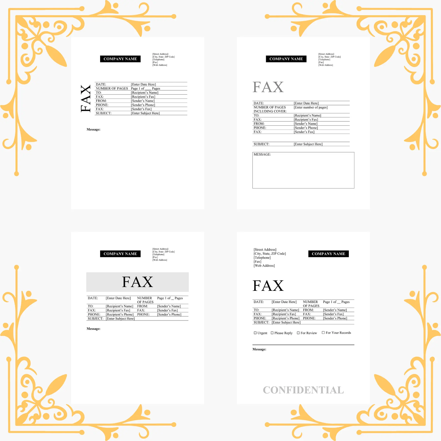 15 Fax Cover Sheet Template Bundle MS Word - CreativeRino