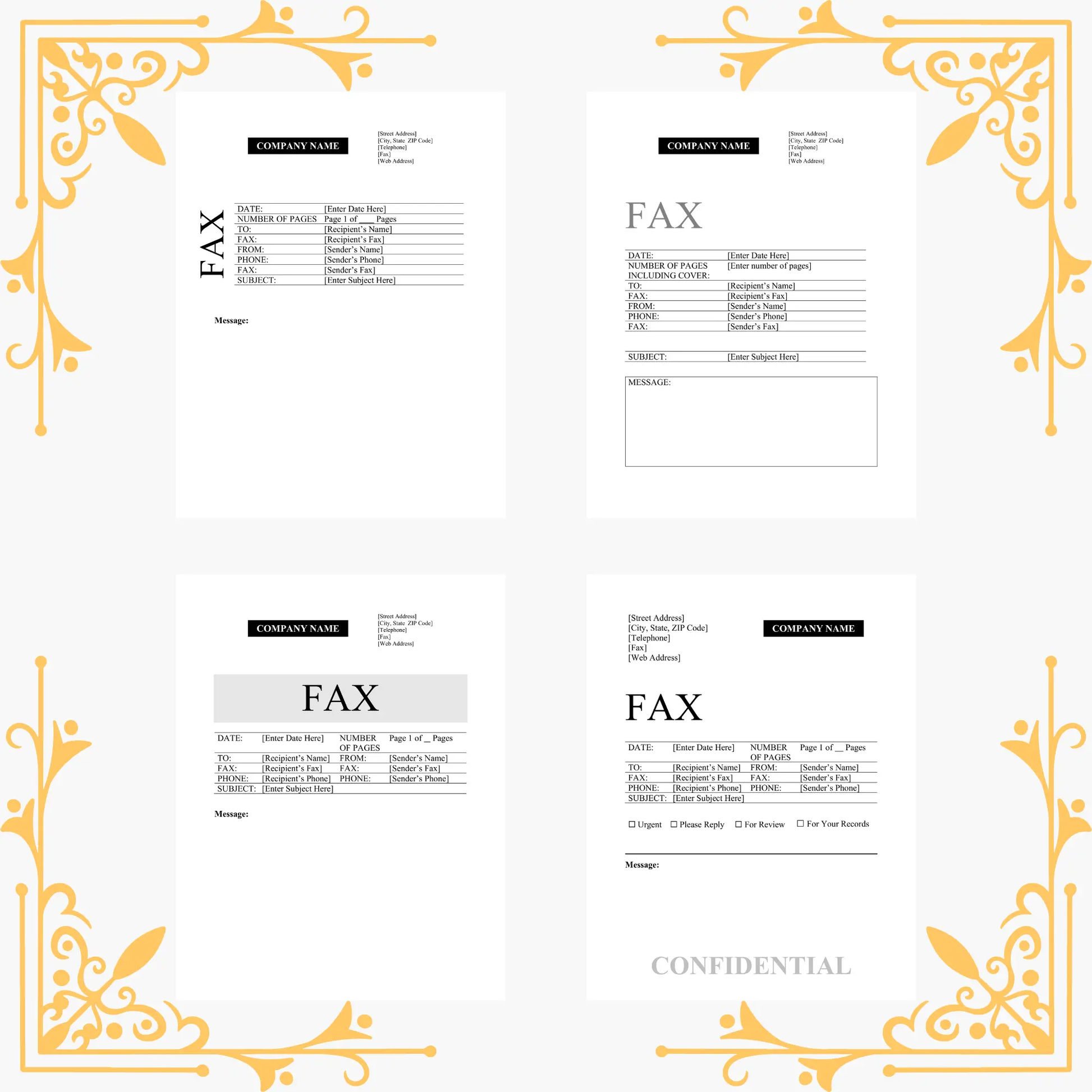 15 Fax Cover Sheet Template Bundle MS Word - CreativeRino