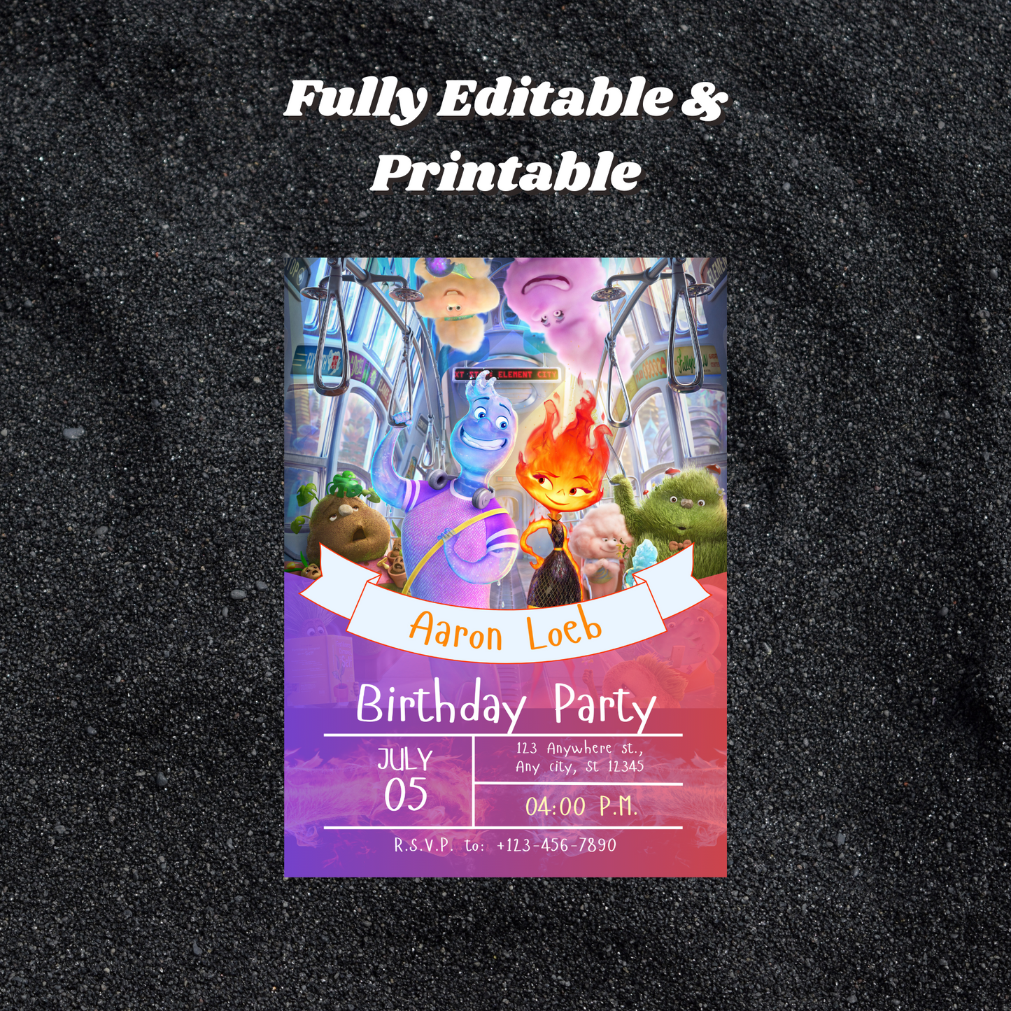 Elemental Birthday Party Invitation Template