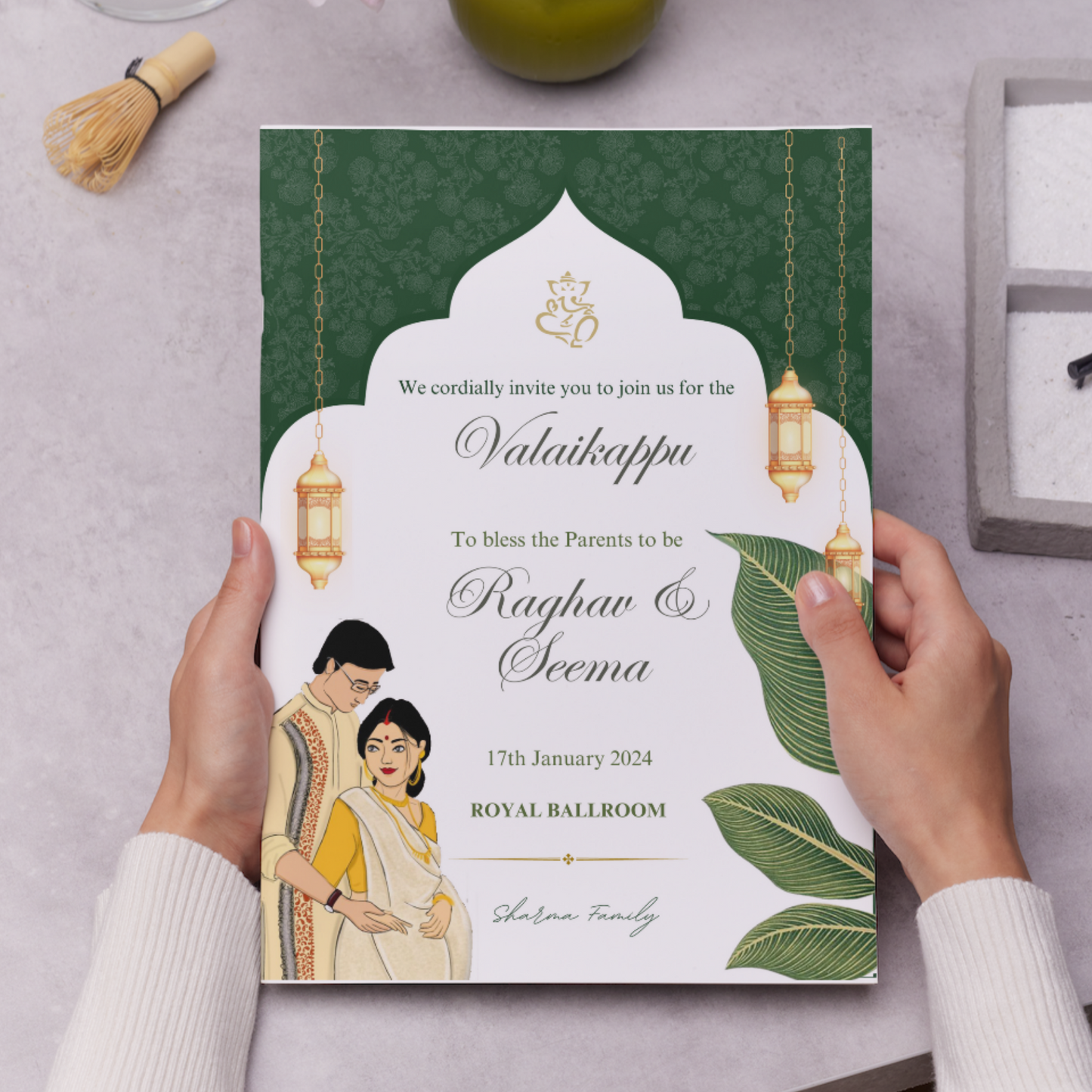 Valaikappu Invite Template | Indian Baby Shower Invitation