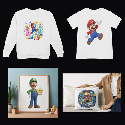 130 Super Mario Galaxy PNG Clipart, Gamer T-Shirt Design, Poster (Instant Download) CreativeRino