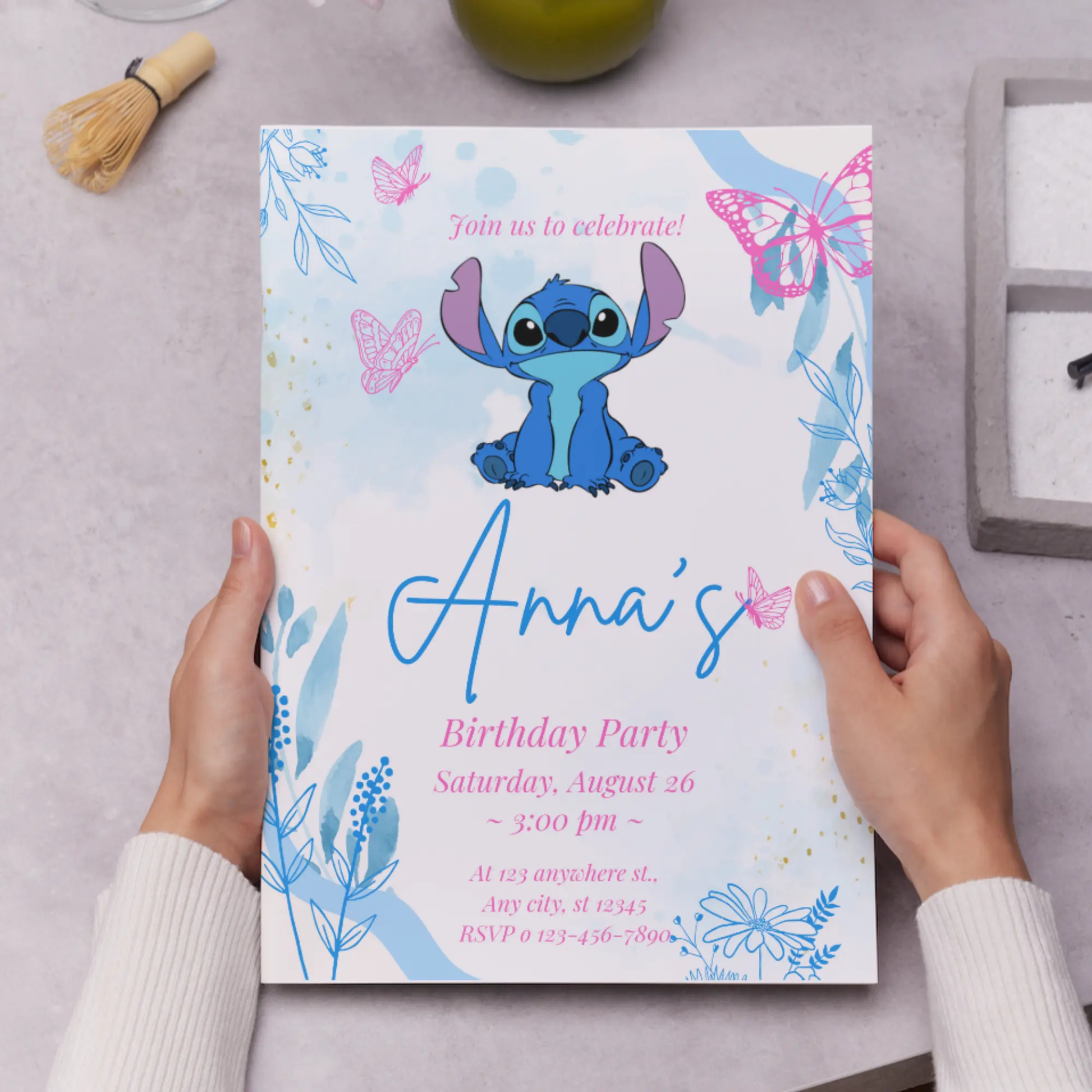 Stitch Birthday Invitation Template - CreativeRino