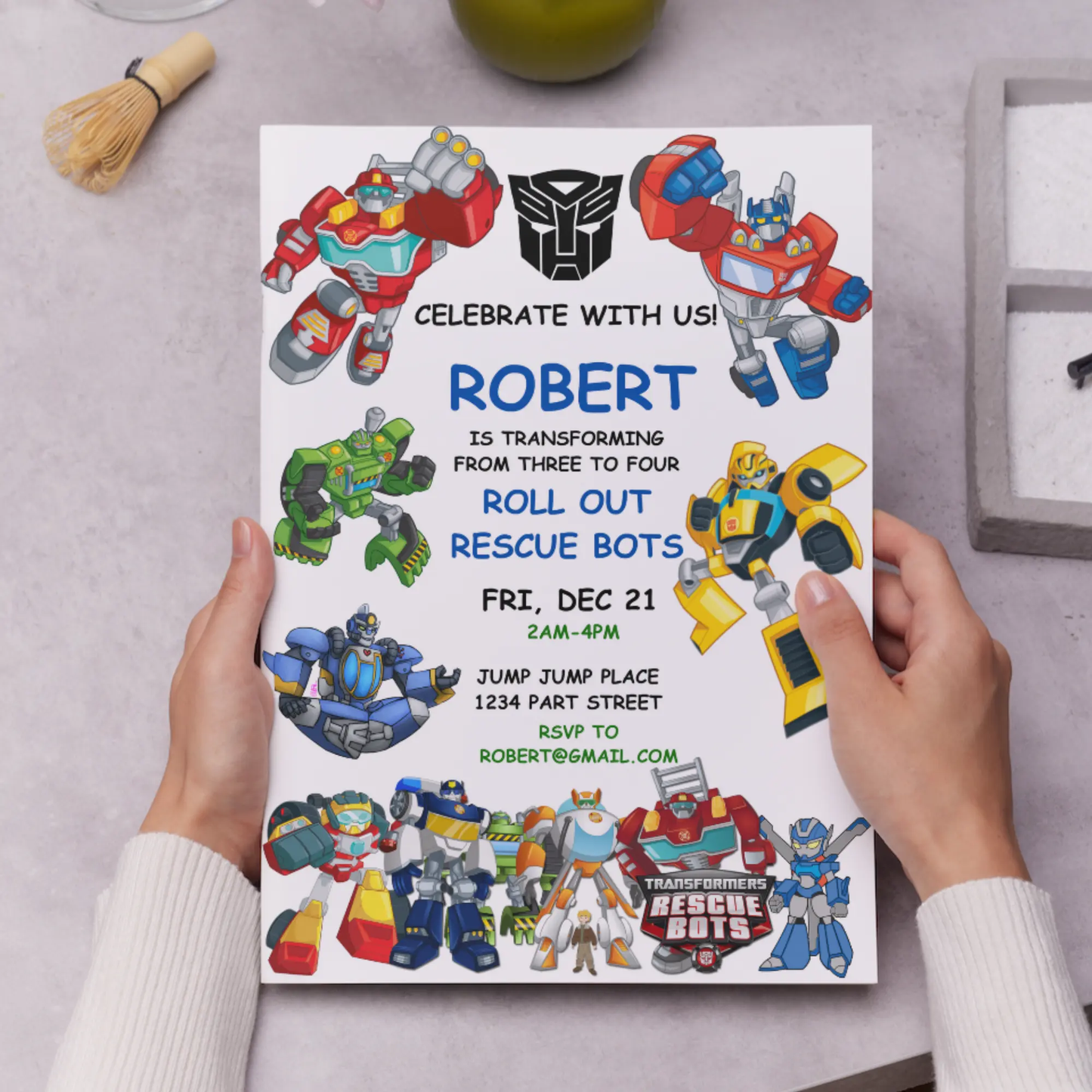 Rescue Bots Transformer Birthday Invitation Template - CreativeRino
