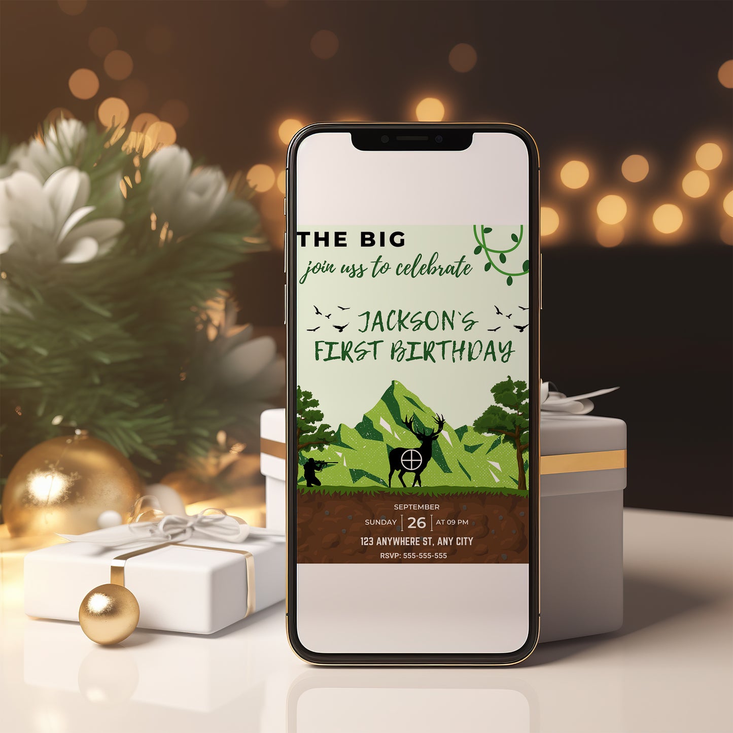 The Big One Hunting Birthday Invitation Template - CreativeRino