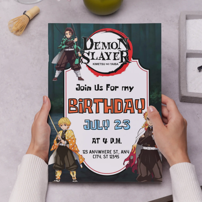 Demon Slayer Birthday Invitation Template - CreativeRino