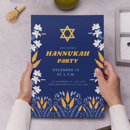 Hanukkah Invitation Template | Hanukkah Celebration Party Invite - CreativeRino