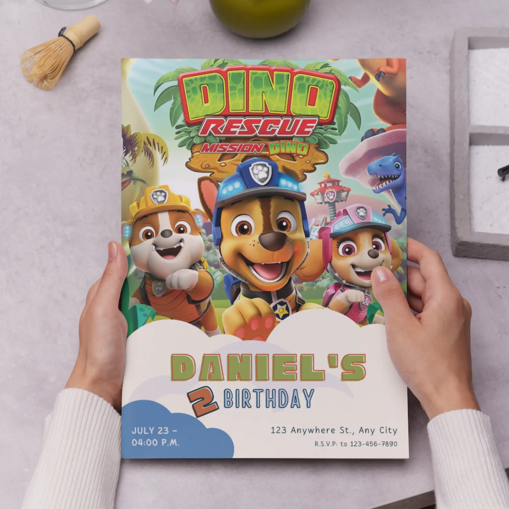 Paw Patrol Dino Rescue Birthday Invitation Template - CreativeRino