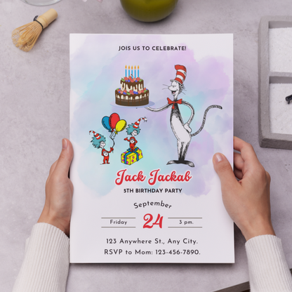 Dr Seuss Birthday Invitation Template - CreativeRino