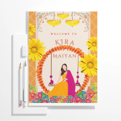 Maiyan Pithi Haldi Sign Template | Indian Wedding Welcome Sign - CreativeRino
