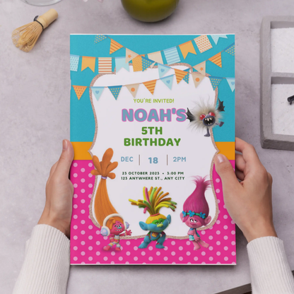 Trolls Band Together Birthday Invitation Template - CreativeRino