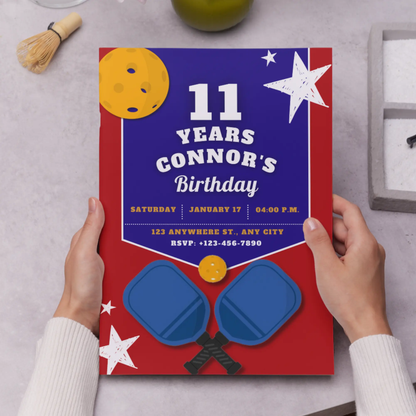 Pickleball Birthday Invitation Template - CreativeRino