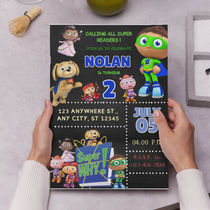 Super Why Birthday Invitation Template - CreativeRino