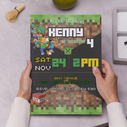Minecraft Birthday Invitation Template - CreativeRino