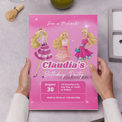 Barbie Doll Birthday Invitation Template - CreativeRino