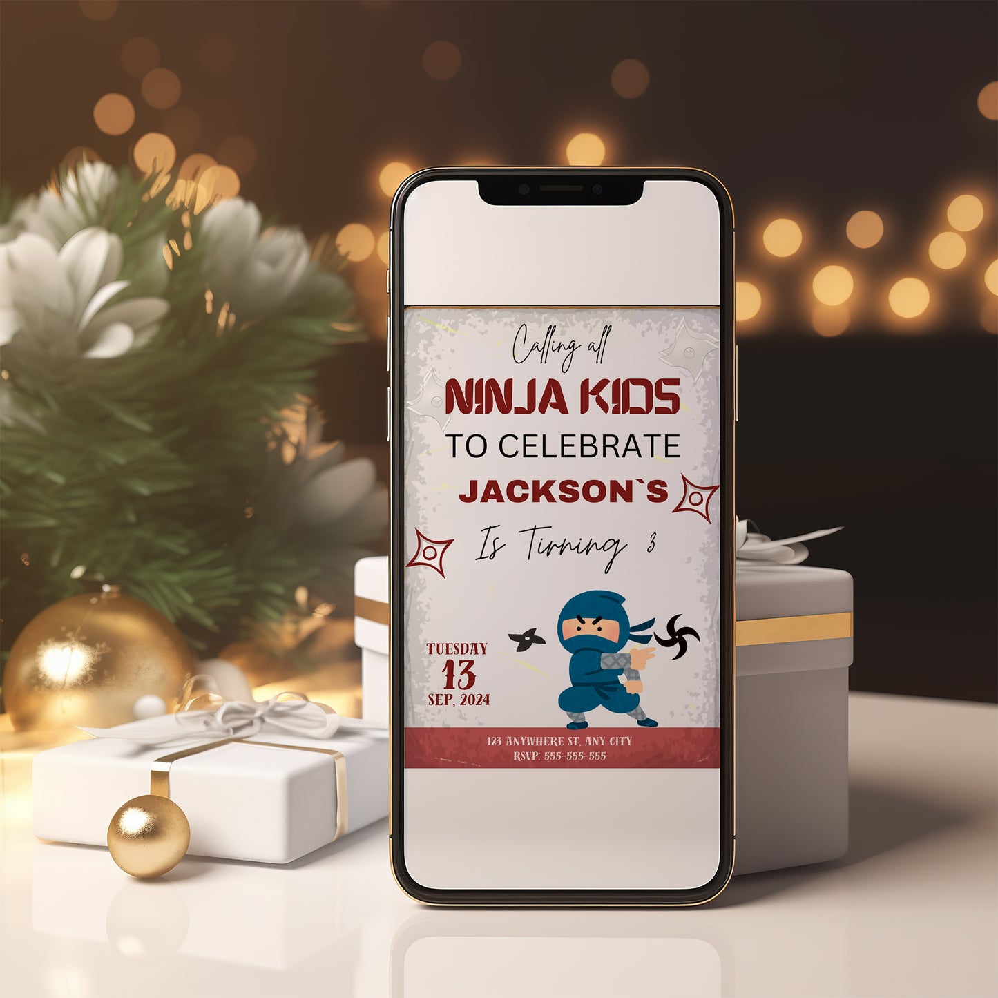 Ninja Kidz Birthday Invitation Template