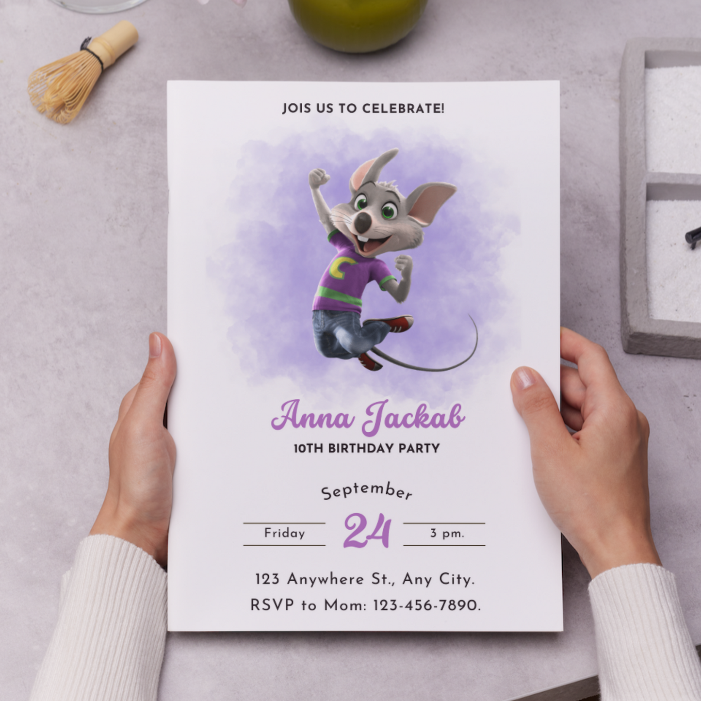 Chuck E Cheese Mouse Birthday Invitation Template