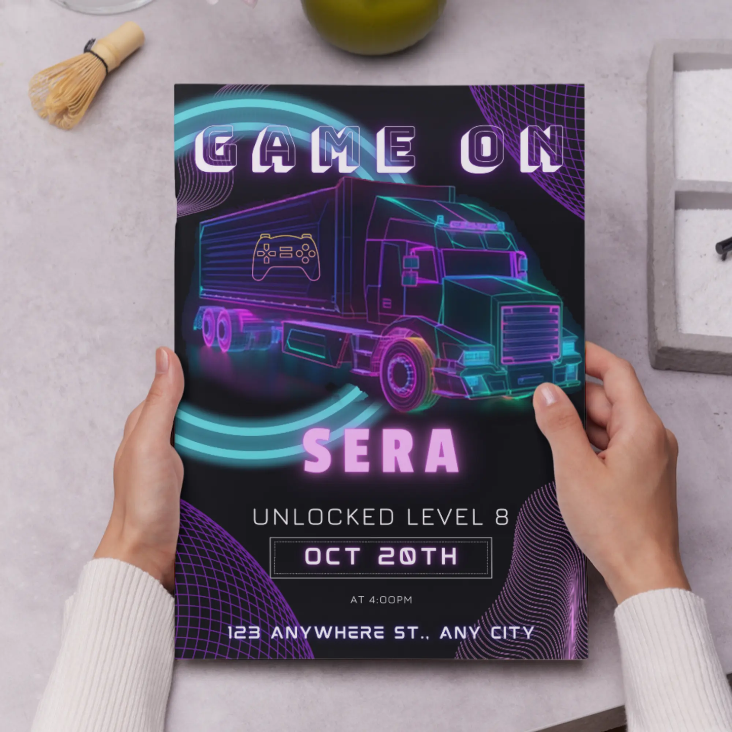 Game Truck Gaming Birthday Invitation Template - CreativeRino