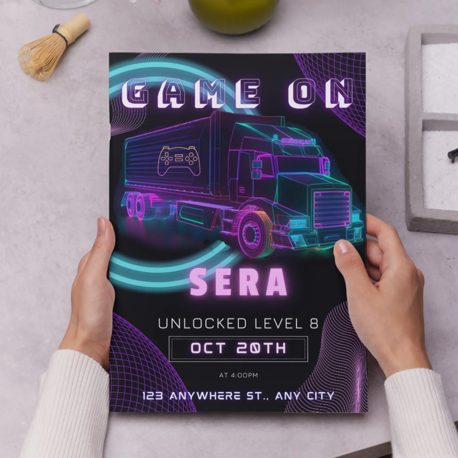 Game Truck Gaming Birthday Invitation Template - CreativeRino