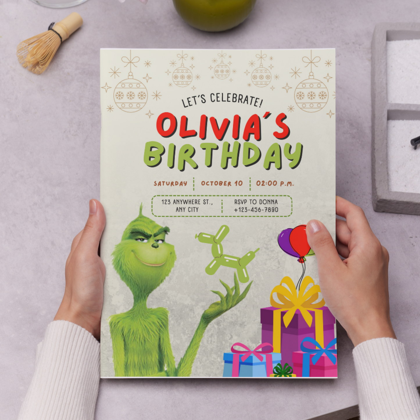 Grinch Birthday Invitation Template