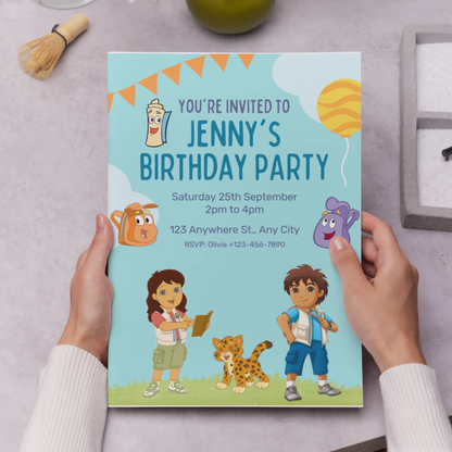 Go Diego Go Birthday Invitation Template - CreativeRino