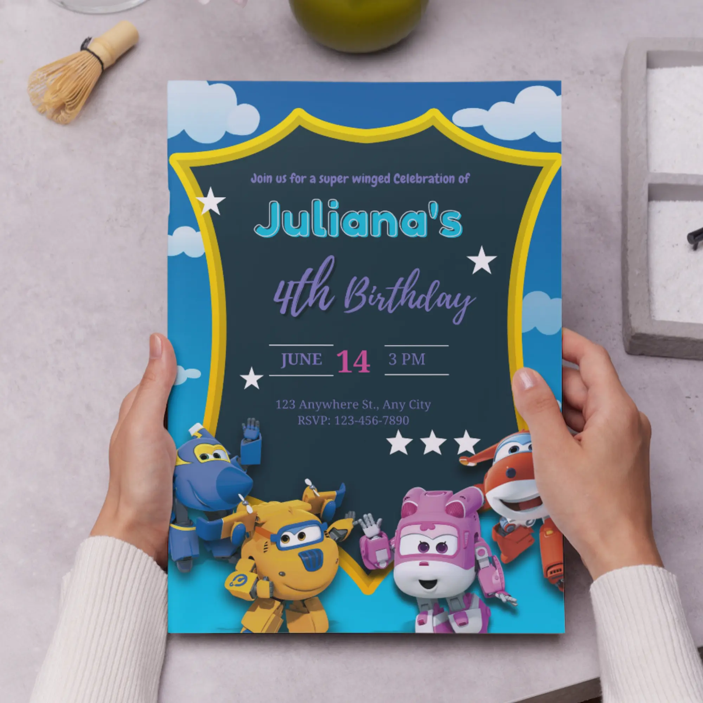 Super Wings Birthday Invitation Template - CreativeRino