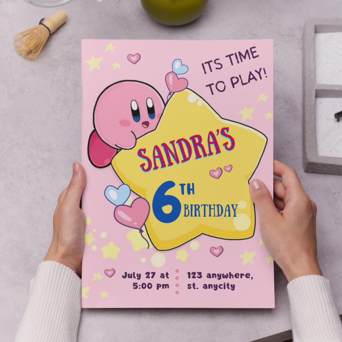 Kirby Birthday Invitation Template