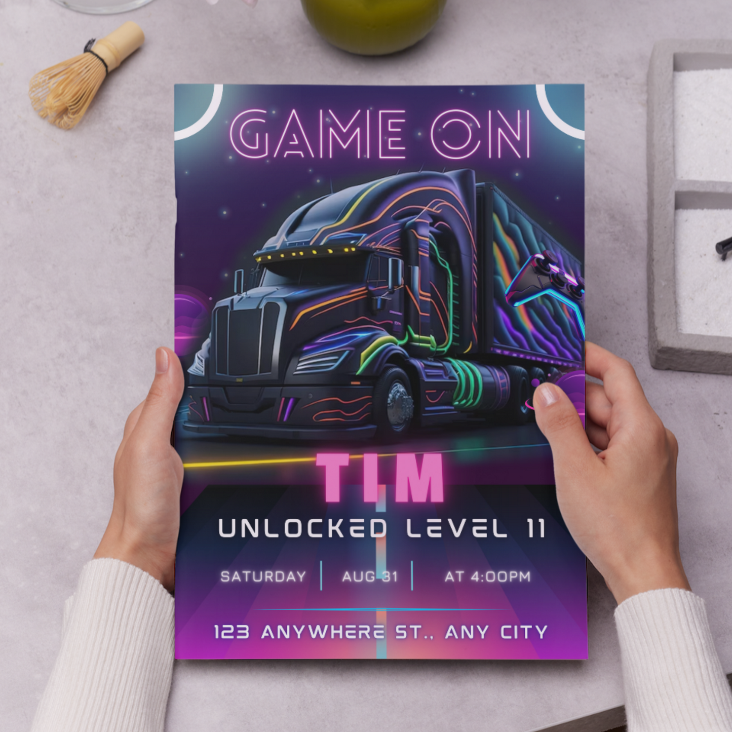 Game Truck Gaming Birthday Invitation Template