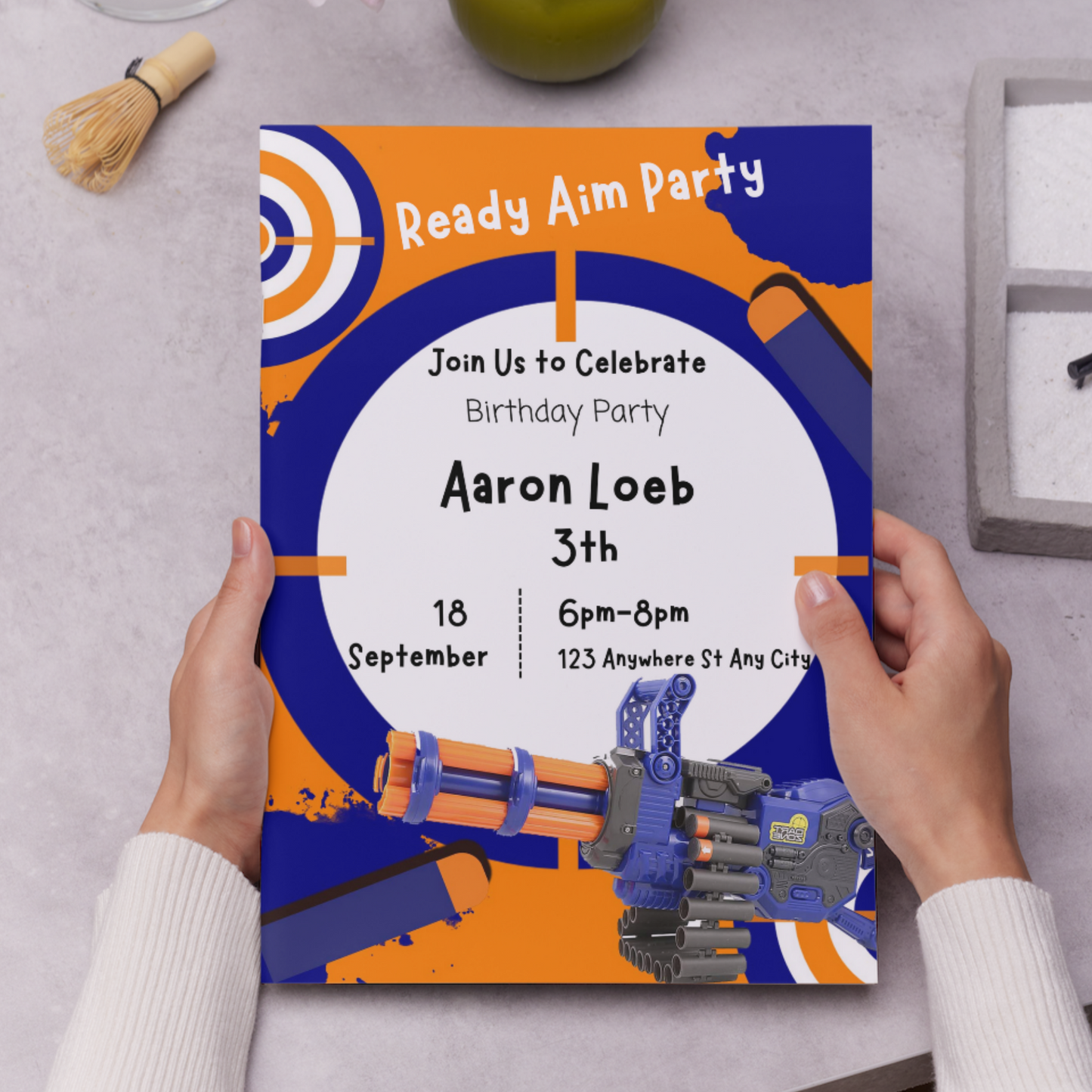 Nerf Dart Gun Birthday Invitation Template