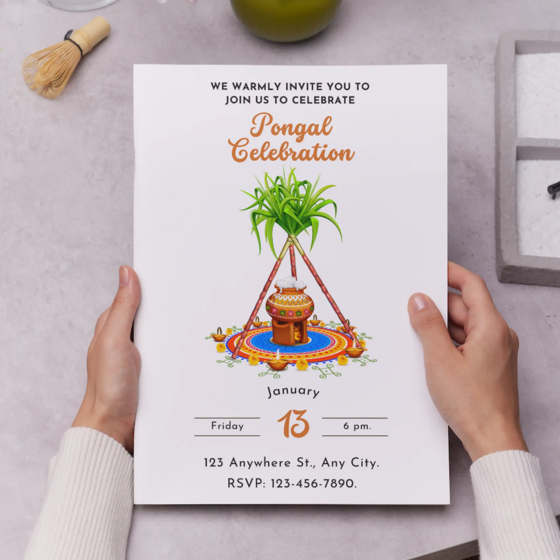 Pongal Invitation Template | Pongal Celebration Invite - CreativeRino