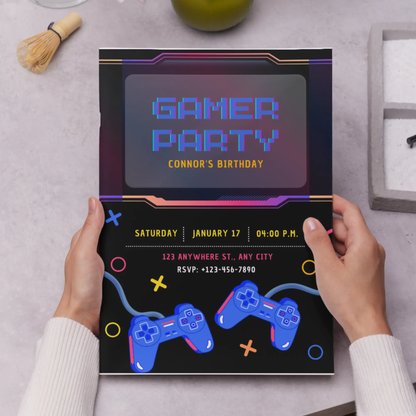 Gamer Birthday Invitation Template - CreativeRino