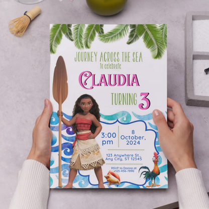 Moana Birthday Invitation Template - CreativeRino