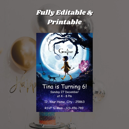 Coraline Birthday Invitation Template - CreativeRino