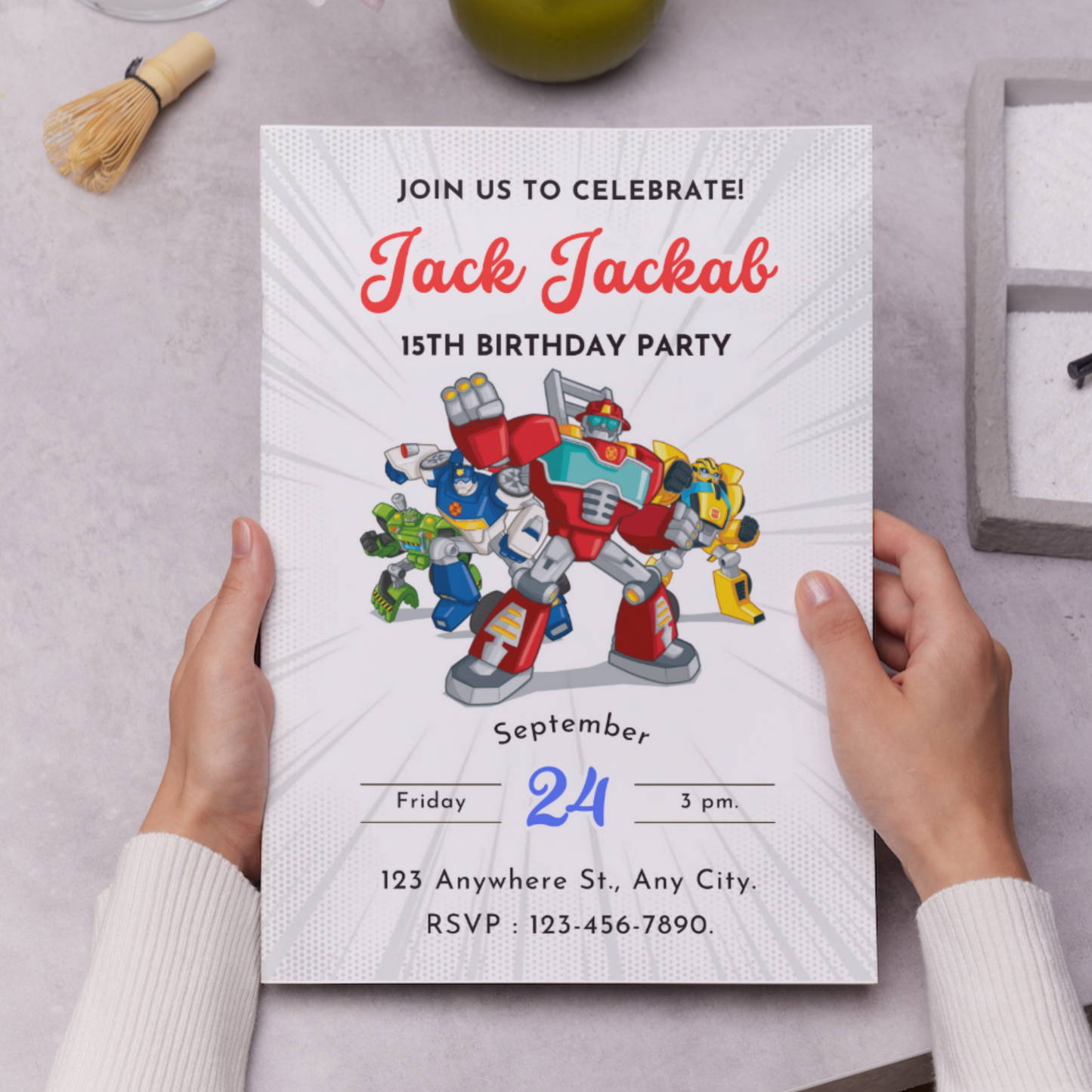 Rescue Bots Transformer Birthday Invitation Template