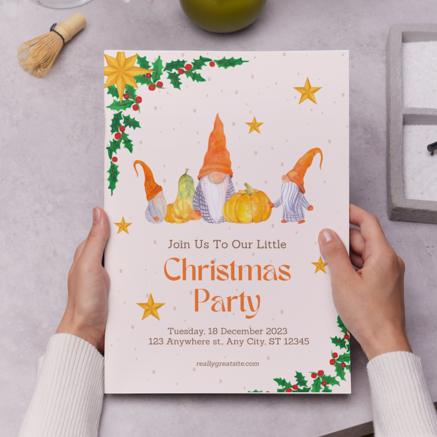 Gnome Christmas Party Invitation Template