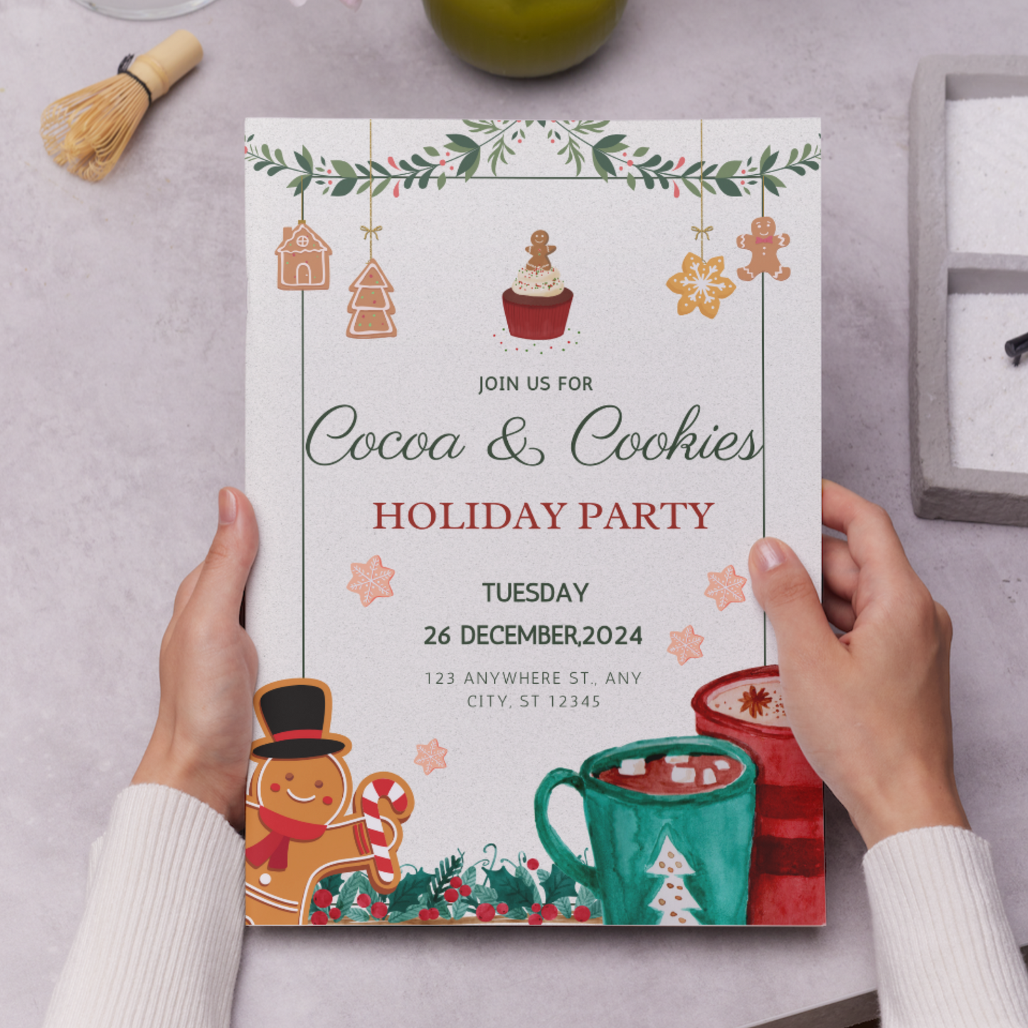 Cocoa and Cookies Christmas Invitation Template