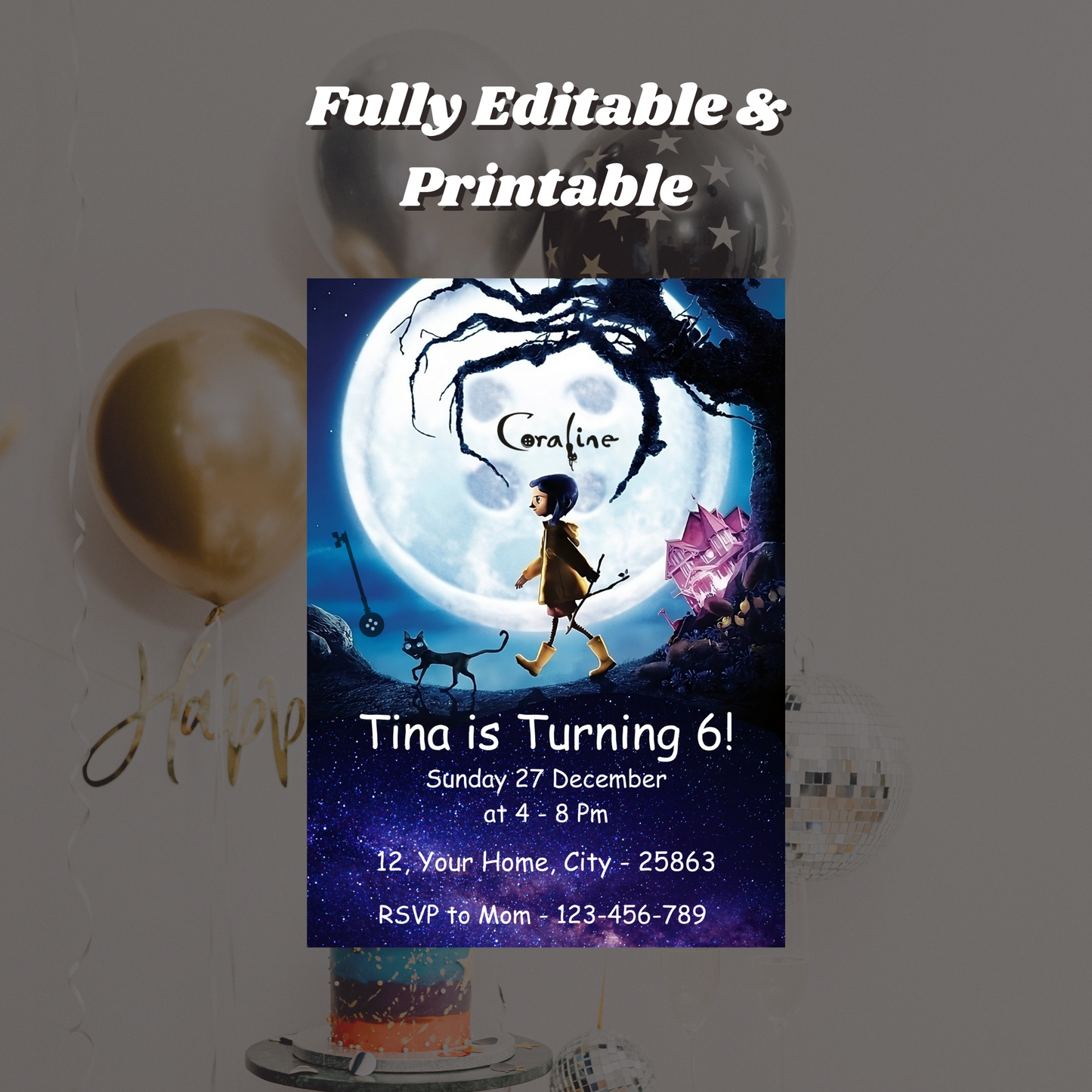 Coraline Birthday Invitation Template